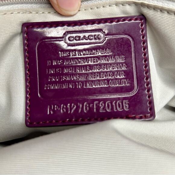 Coach Signature Purple Jacquard Shoulder Bag Tote – Leather Trim, Size: Large - Picture 3 of 12
